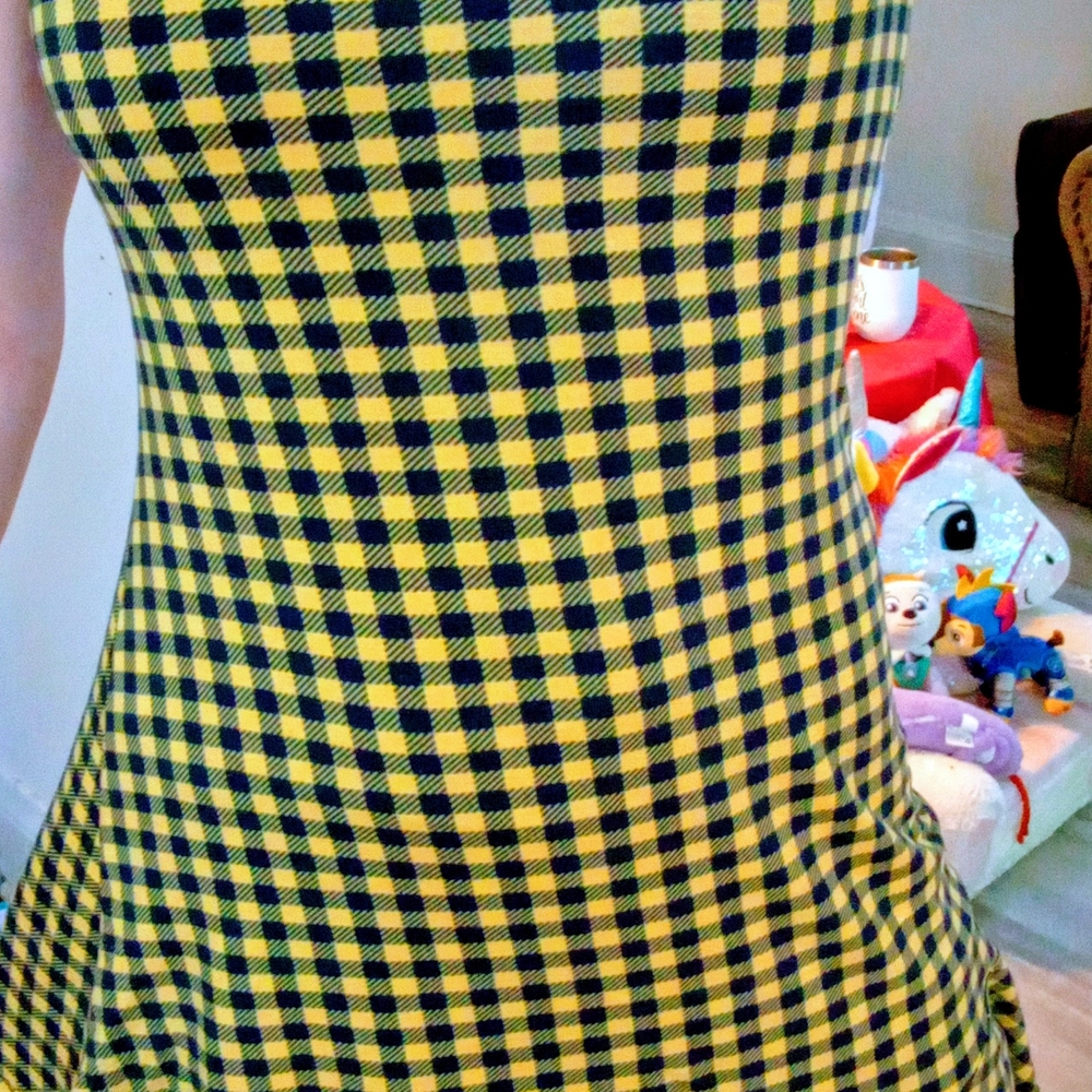 Yellow and Black Checkered Kids Dress